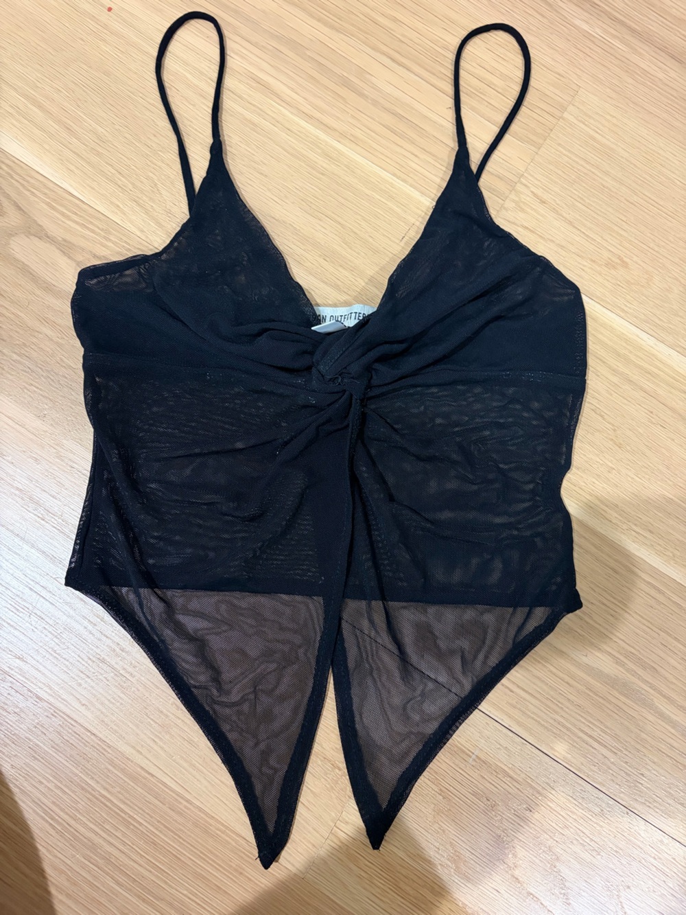 Urban Outfitters Black Sheer Tie-Front Mesh Top